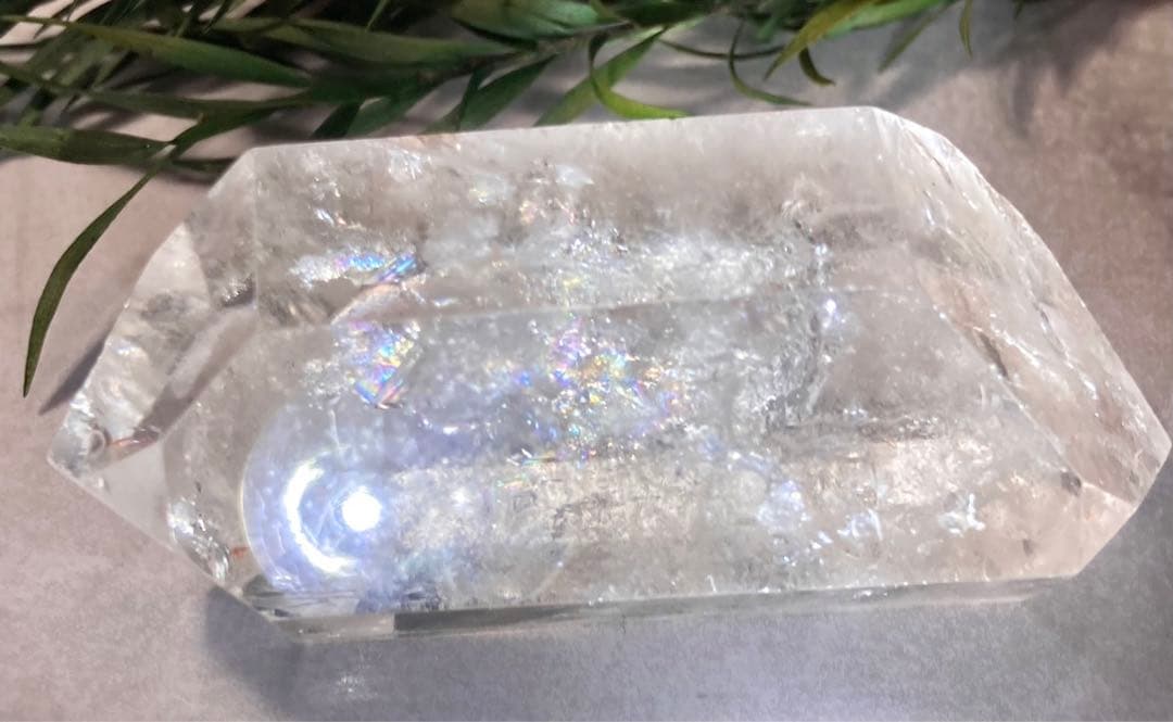 心の安定✨　レインボー　ピンク　スモーキークォーツ ダブルポイント　ポリッシュ