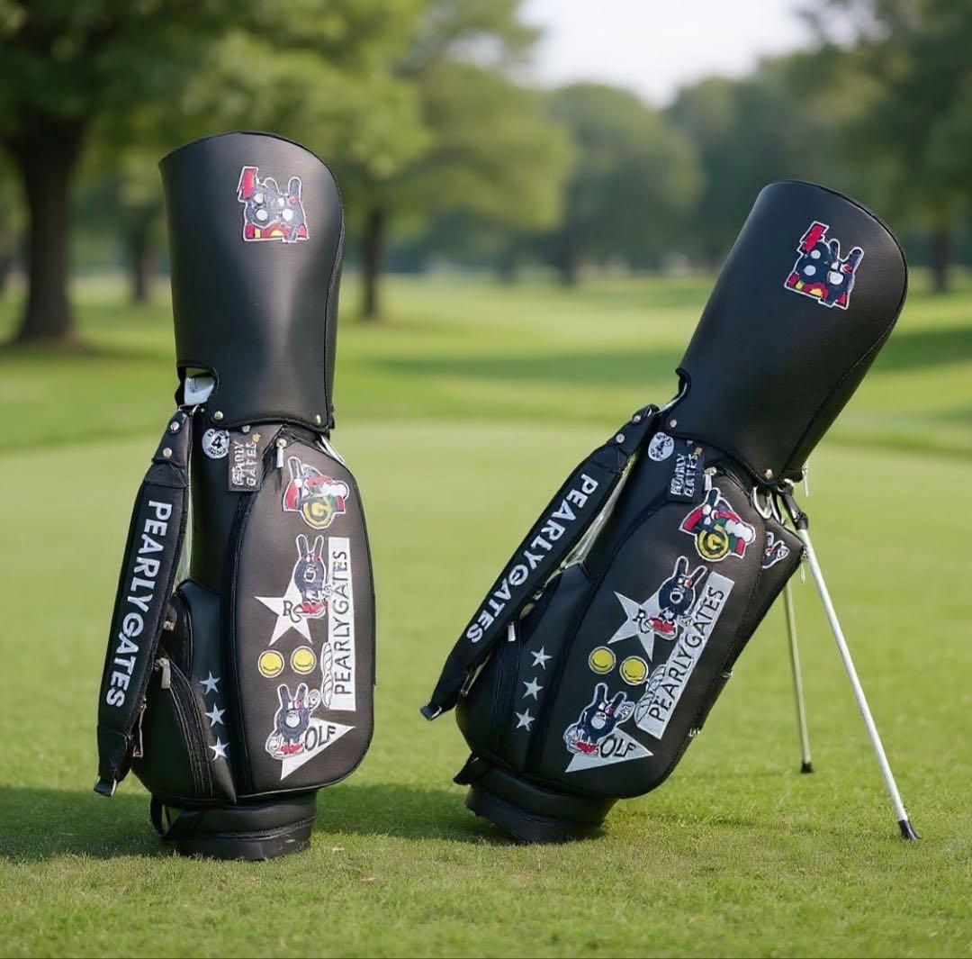 PEARLY GATES ブラックキャディバッグ　パーリゲイツ　合成革