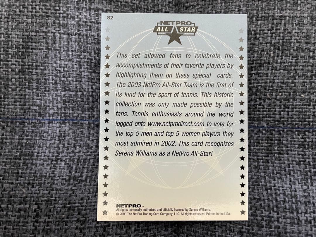 2003 NETPRO ALL STAR セリーナ・ウィリアムズ　ルーキーカード