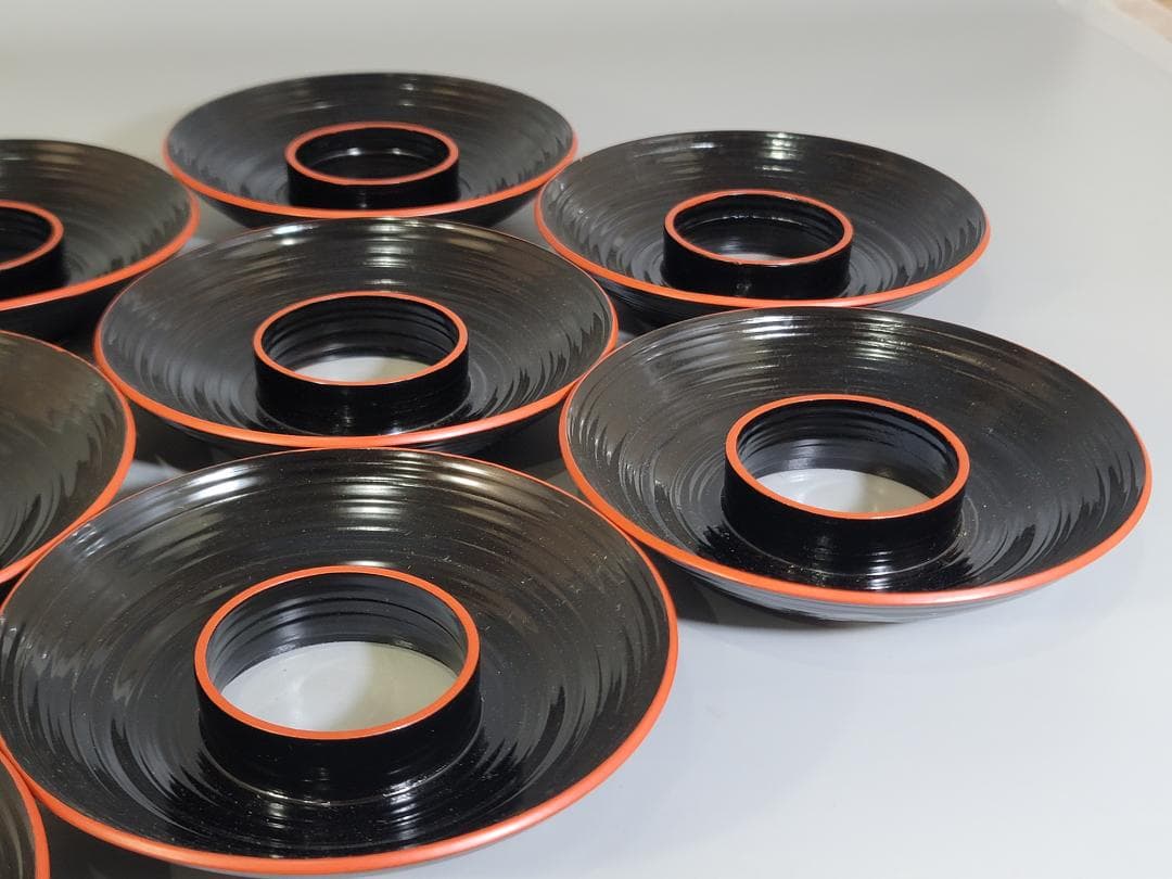 古美術 煎茶 漆 仿 長寛 茶托 共箱 美品 特製 十客