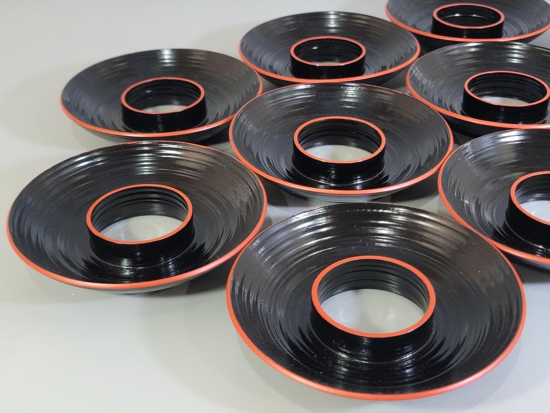 古美術 煎茶 漆 仿 長寛 茶托 共箱 美品 特製 十客