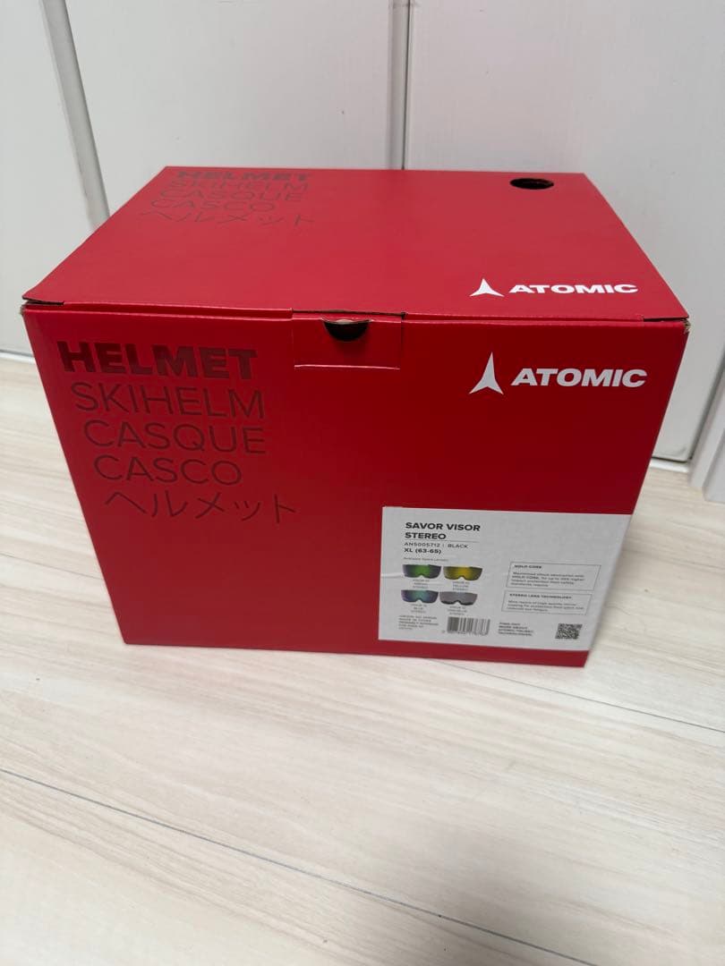 ATOMIC スキー ヘルメット 黒 青レンズ