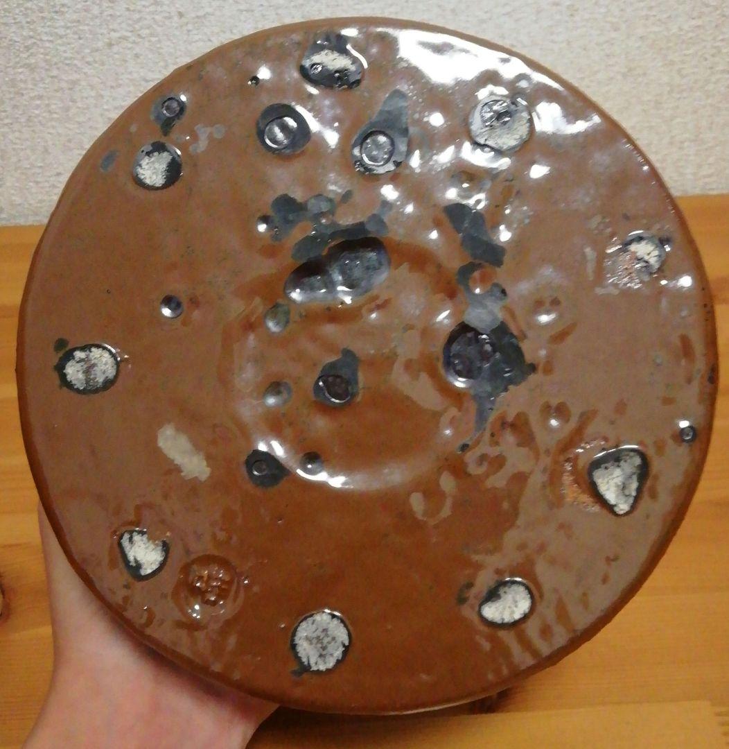 人間国宝　田村耕一作　黒釉　鉄彩　水指　共箱　茶道具