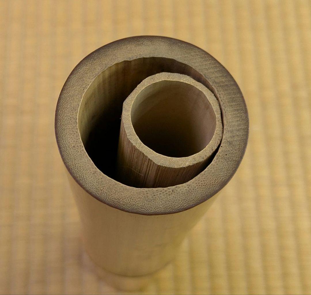 竹花入　汗牛篁　花筒　貫名海屋　題字　掛花入　竹尺八花入 茶道具　花入 尺八