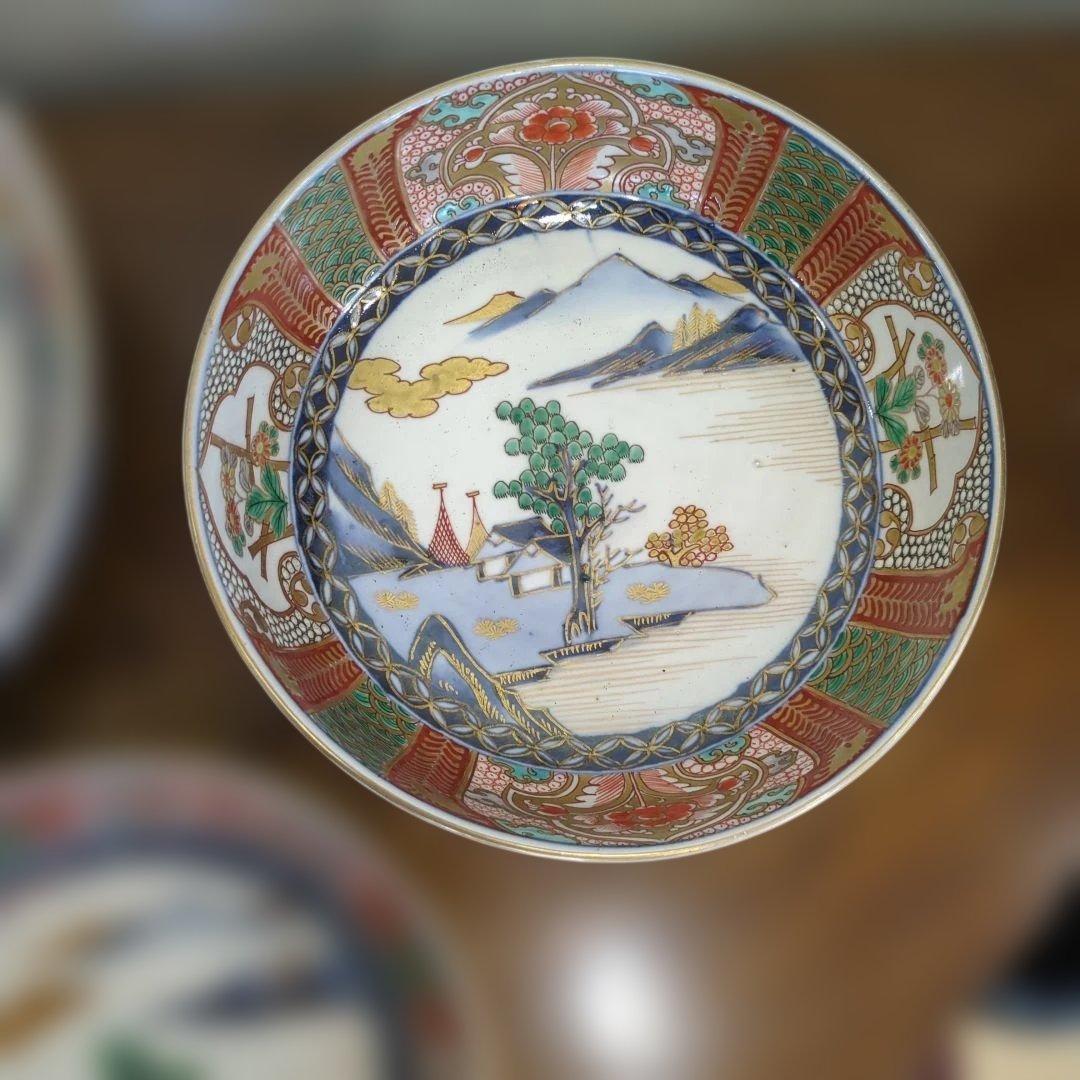 骨董　古伊万里　染錦　三っ丼　大中小　3つ　美品　鉢　器　錦出