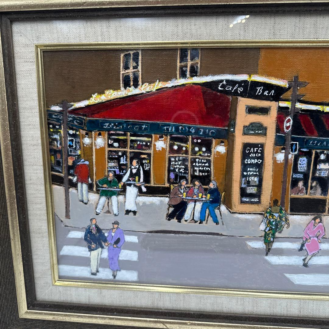 カフェの風景 油彩画