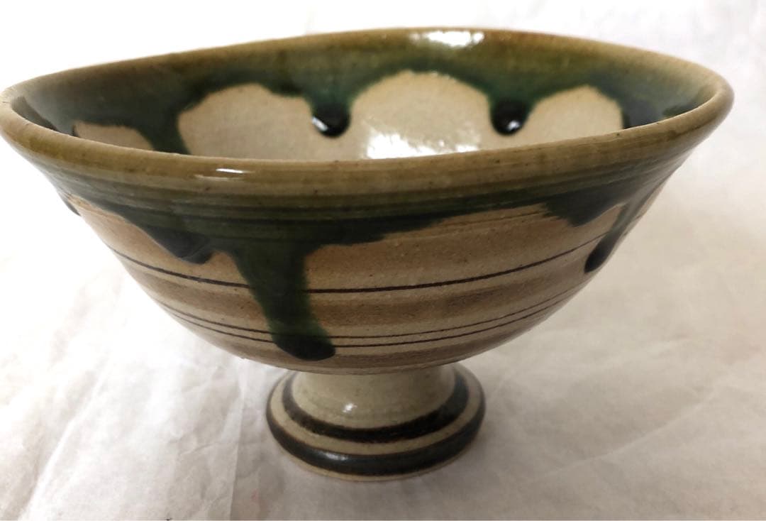 織部焼　瑞光窯　佐々木晨二造　馬上盃　共箱付　抹茶椀　茶道具　裏千家