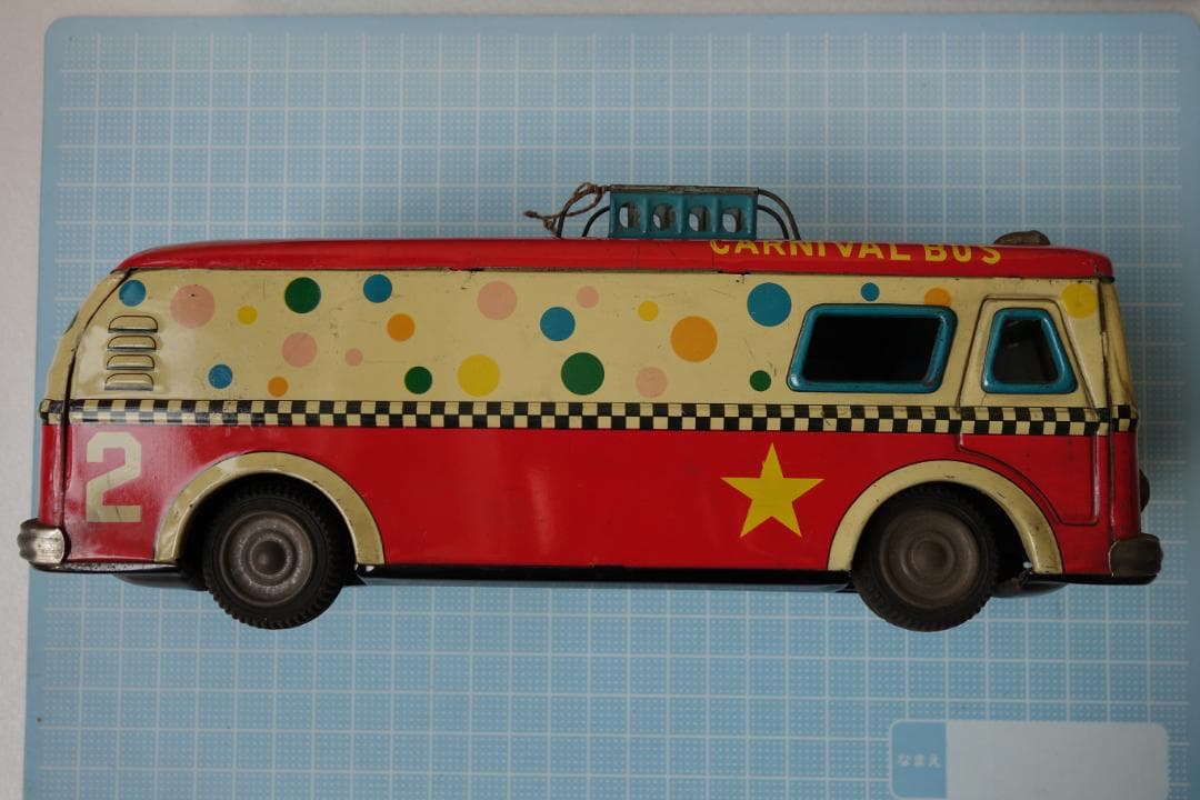 昭和レトロ　アオシン製　カーニバルバス　部品欠品　箱有　当時物　ブリキのおもちゃ
