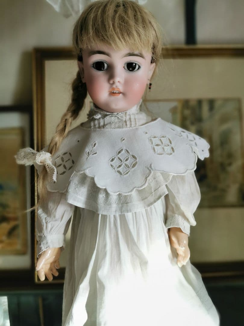 アンティーク オープンカットワーク花刺繍 アイレット スカラップスタイ 付け襟