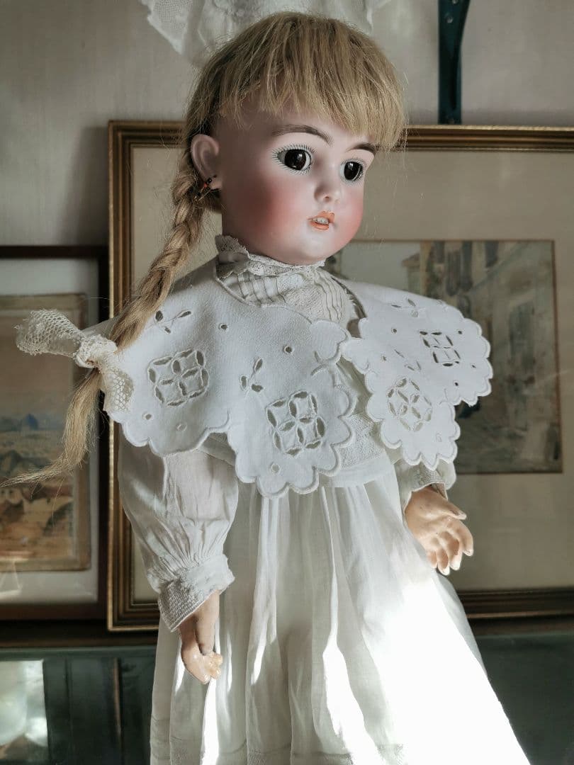 アンティーク オープンカットワーク花刺繍 アイレット スカラップスタイ 付け襟