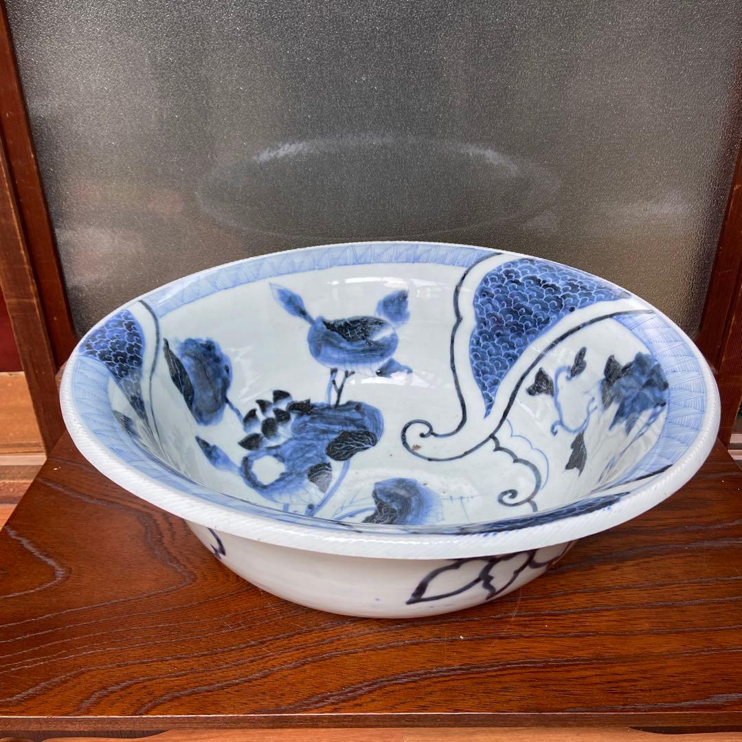 古伊万里染付果実の図特大深鉢