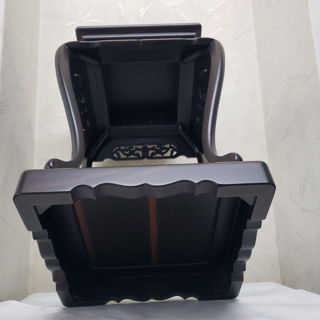 蔵出し特価　黒檀無垢　高卓　彫刻装飾付き28×28×高さ44cm