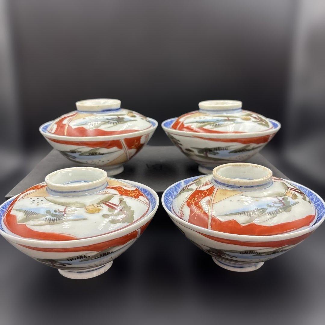蓋付き茶碗　飯椀　古伊万里　時代物　4客