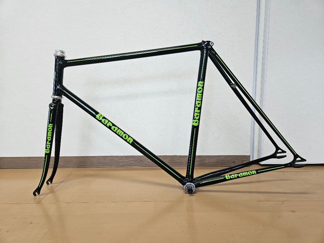 【美品】Baramon ピストフレーム 黒/緑 競輪 NJS