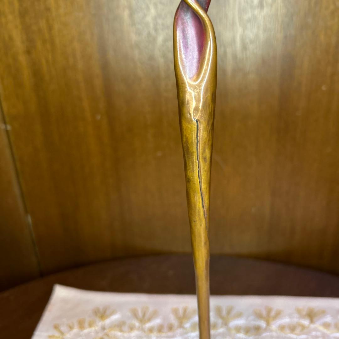 極稀少ZONAビンテージヘッセルスタジオキャンドルスタンド銅製手打槌目緑青仕上げ