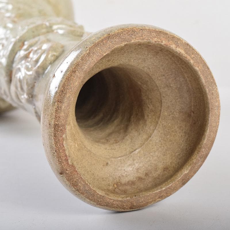 中国　唐時代　越州窯　青磁　虎貼花文　皈依瓶　日月壺　共箱　V　R8771B