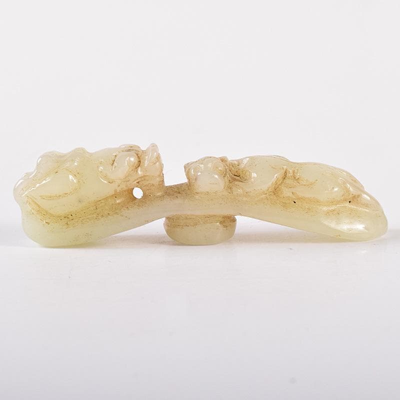 中国　玉石彫刻　神獣刻　帯鉤　筆架　C　8163E