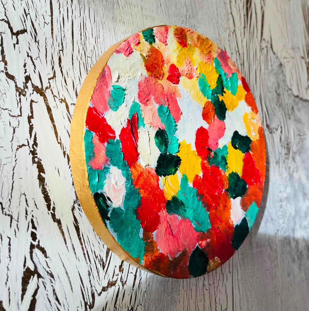 油彩 絵画 『Wild Flowers 2025』丸形 直径15cm 絵画 原画