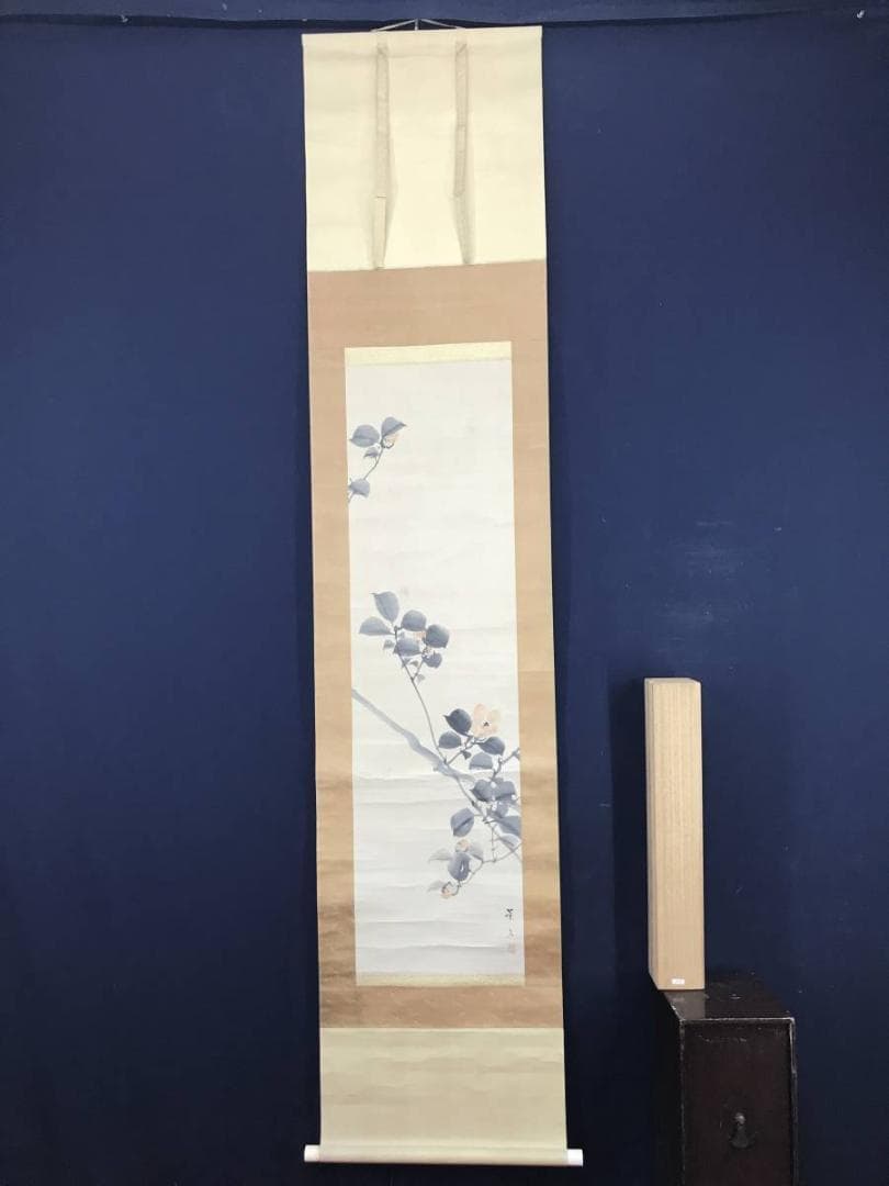 【真作】松村景文/椿図/花図/掛軸/名家伝来/AC-85