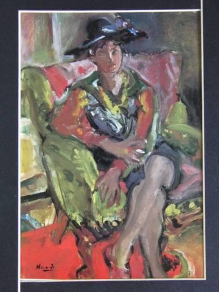 原 精一、少女座像、高級希少画集画、版上サイン入 新品額付