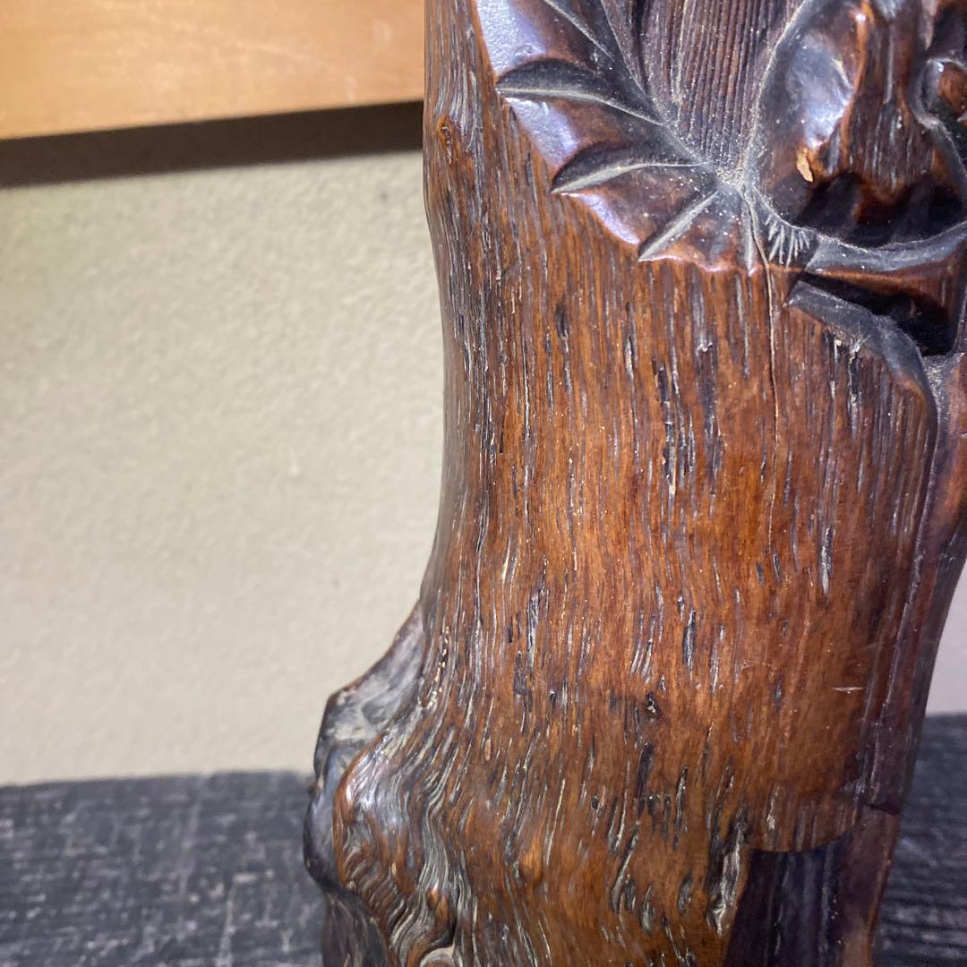 中国古玩　木彫桃仙人