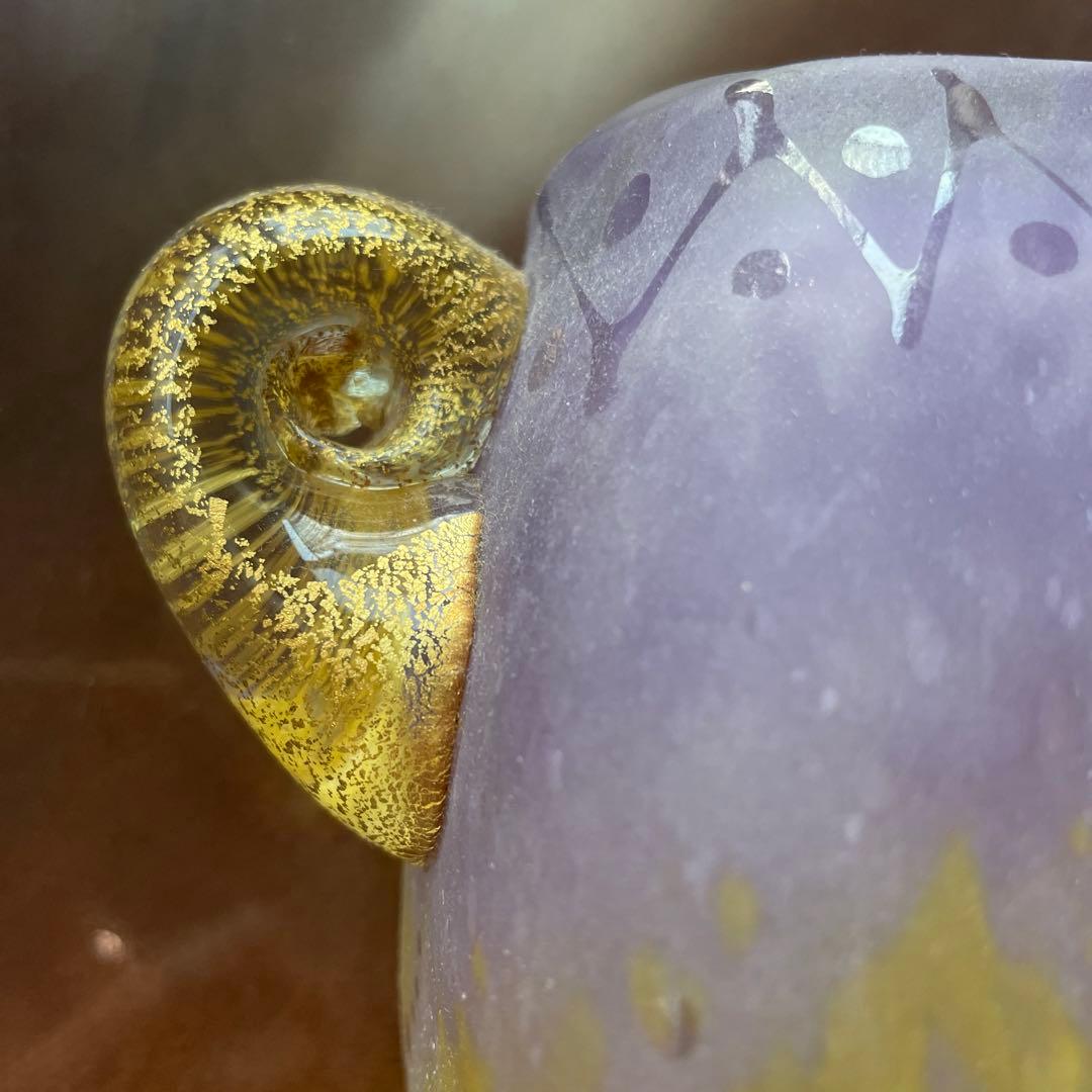 耳付　角花瓶　ガラス工房　アンティーク風　花瓶