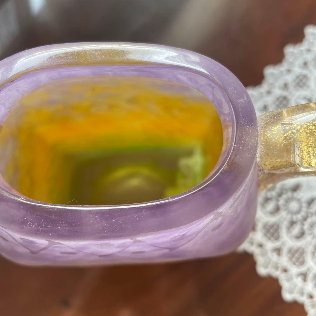 耳付　角花瓶　ガラス工房　アンティーク風　花瓶