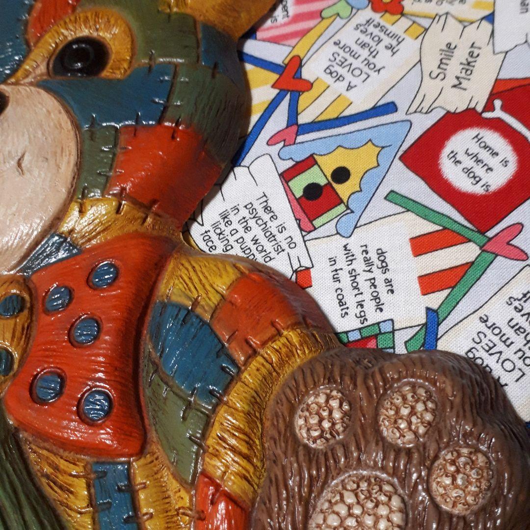 ヴィンテージ 　70's 　くまパッチワーク柄　ウォールデコ 　壁掛け　ベア