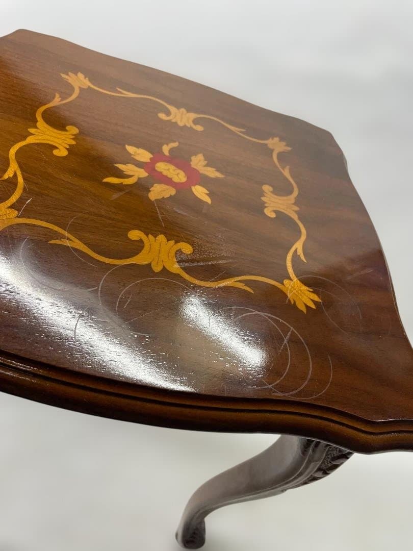 イタリアアンティーク 花柄象嵌 木製サイドボード 飾り棚 　01b37