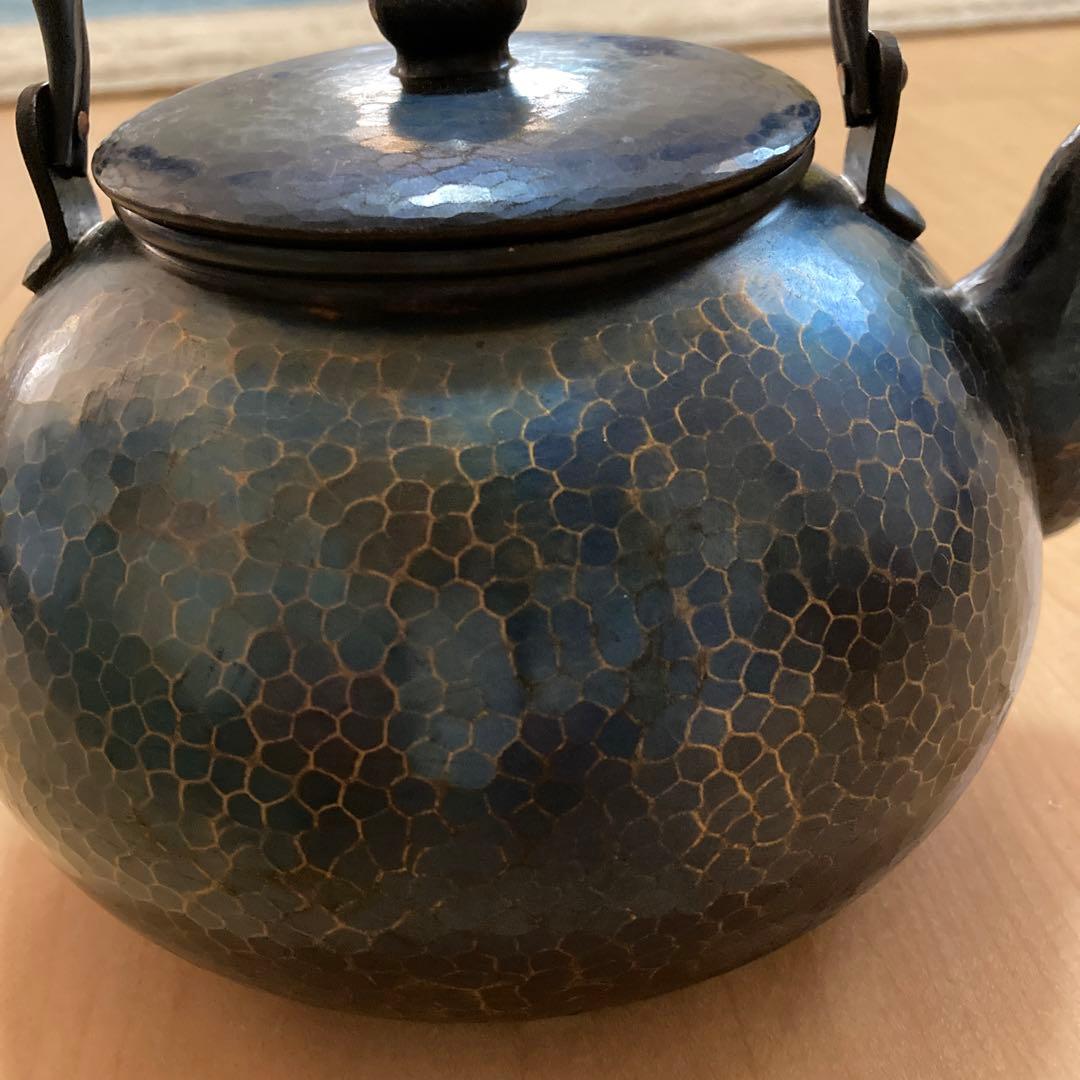 【美品】玉川堂 鎚起銅器 湯沸 紫金色