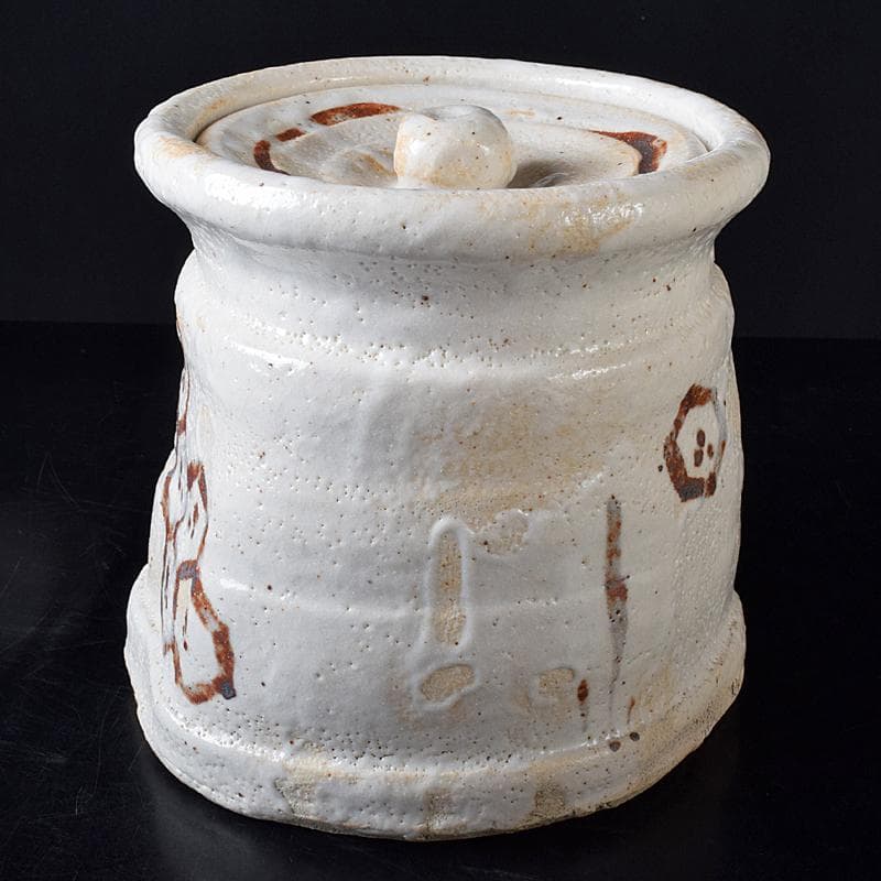 Gojyo人間国宝荒川豊蔵作　絵志野　水指　仕覆付　共箱　D　R8739B