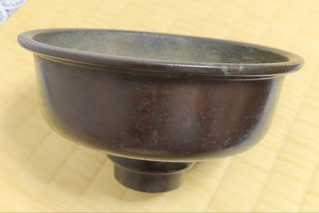 ◇時代金工 冨山銘 三足 薄端 花器 茶道具