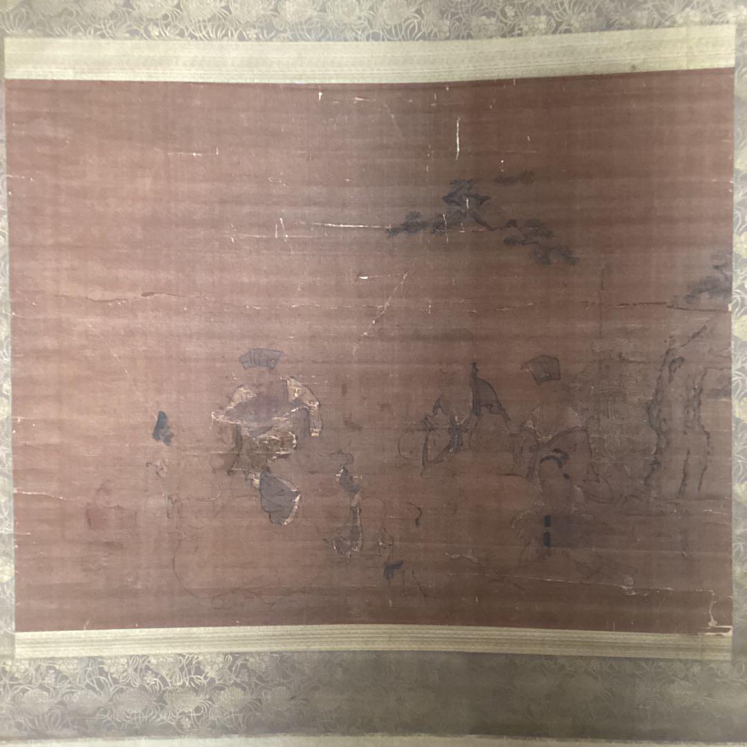 狩野探信　　絹本着色　七福神之図　　軸先木　合箱　掛軸一幅 レアな作品