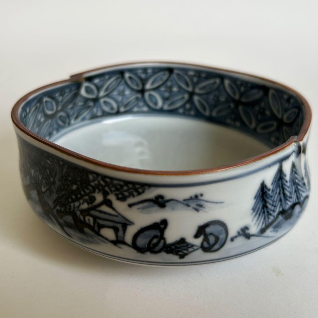 【未使用】清水焼 向付 陶器 染付 中鉢 小鉢 セット 5客揃い