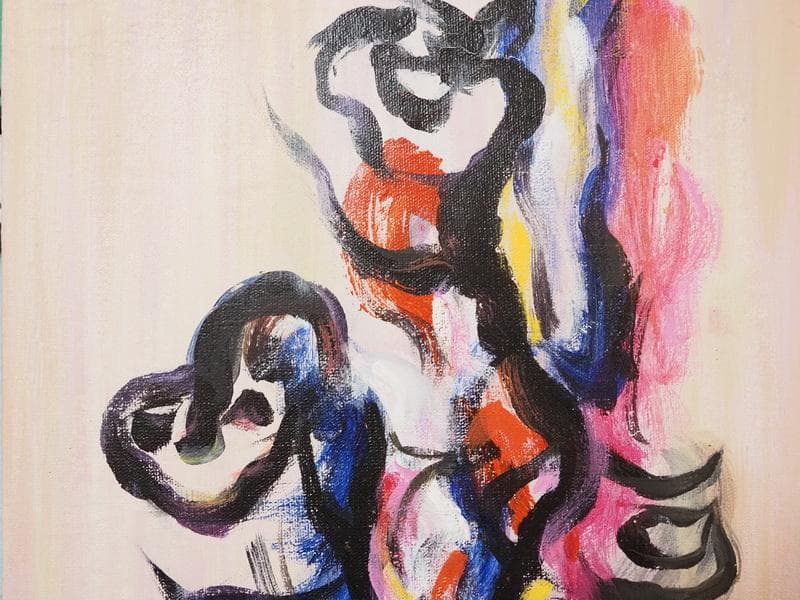 油絵　静物画　岡本太郎　斉唱　F６号　額付き　手描き　肉筆