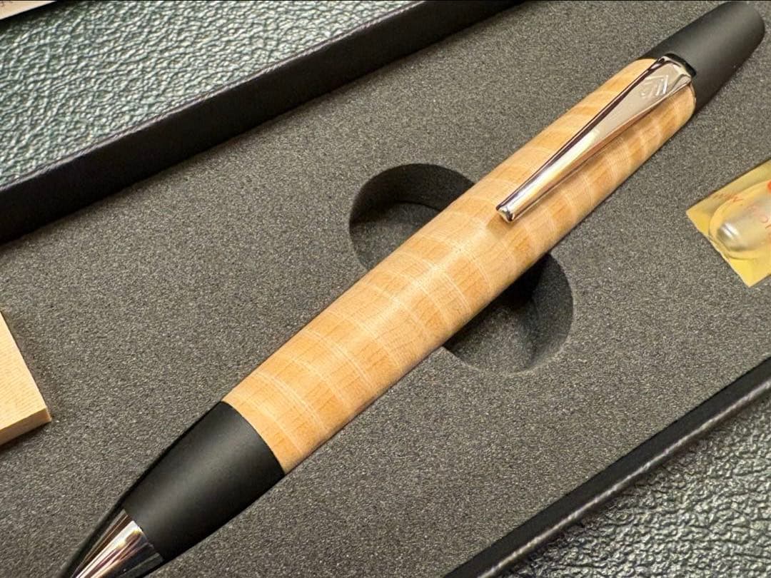 野原工芸 栃縮杢 ロータリー ボールペン シルバー金具 新品・未使用品