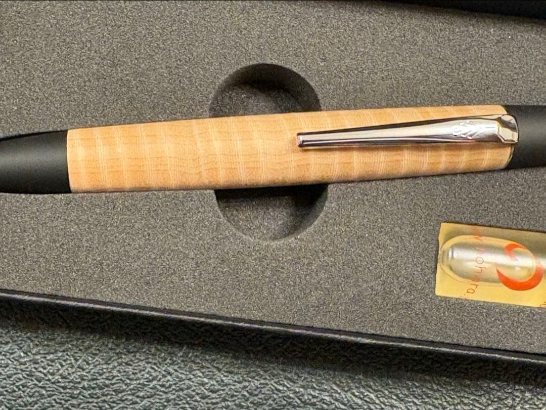 野原工芸 栃縮杢 ロータリー ボールペン シルバー金具 新品・未使用品