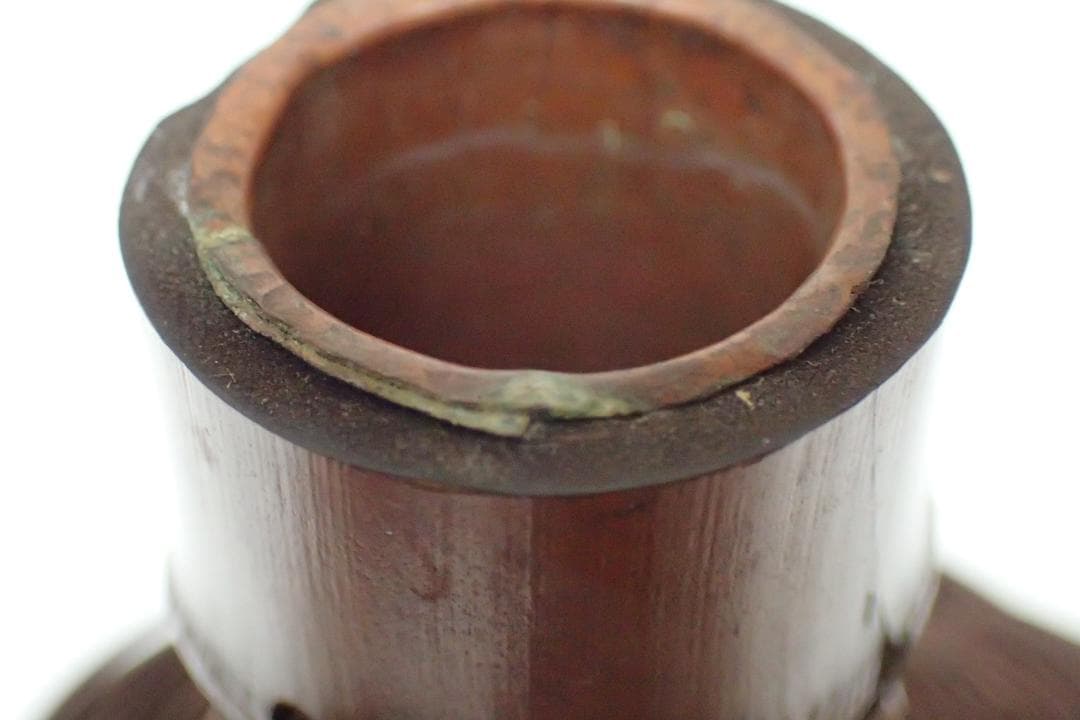 283/竹工芸 梶原光峰 茶道具 竹編み籠 虫籠 花籠 花入 一輪挿し