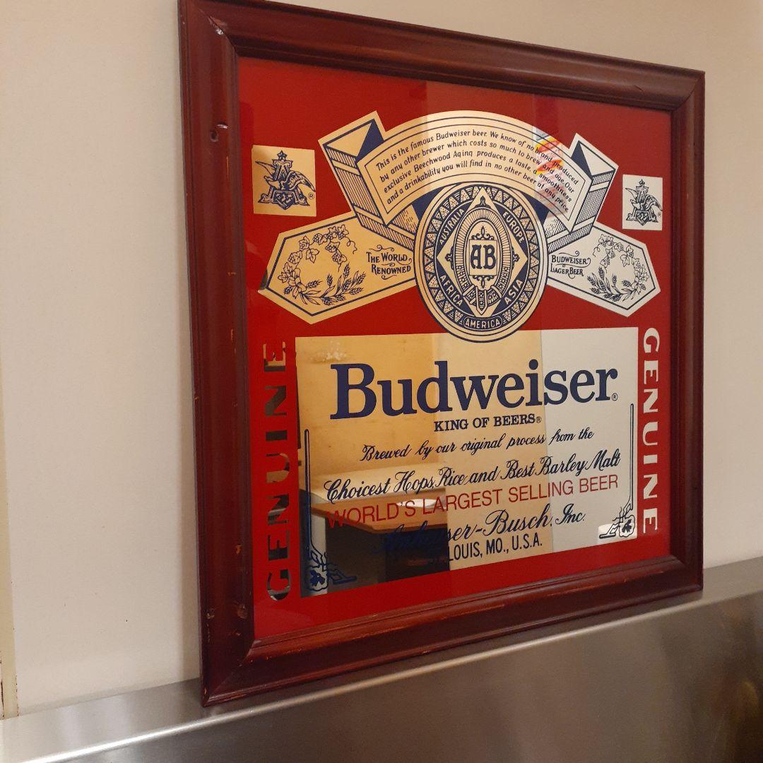 バドワイザー　パブミラー　アンティーク　レトロ　看板　ガレージライフ　BAR