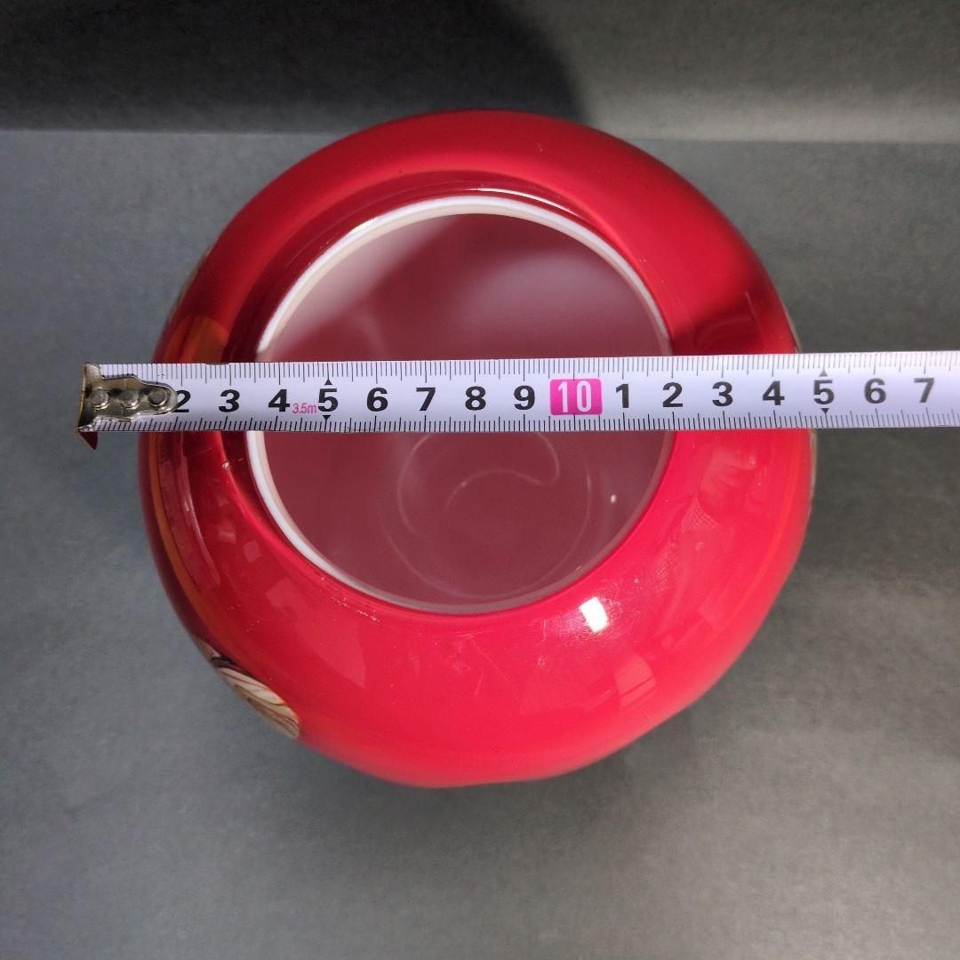 赤いマーブル模様のガラス花瓶　レッド