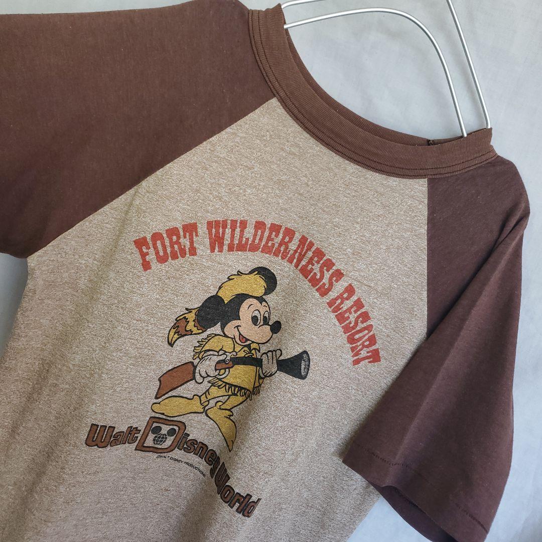 希少 70s Disney　ディズニー　ミッキーマウス　ラグラン Tシャツ