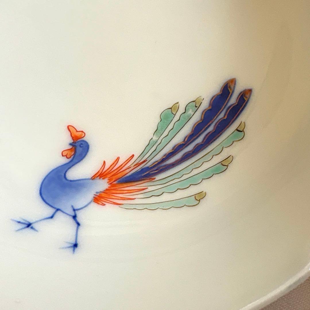 希少 香蘭社 染付　竹、孔雀（クジャク）、鳳凰文 皿　ボウル3客