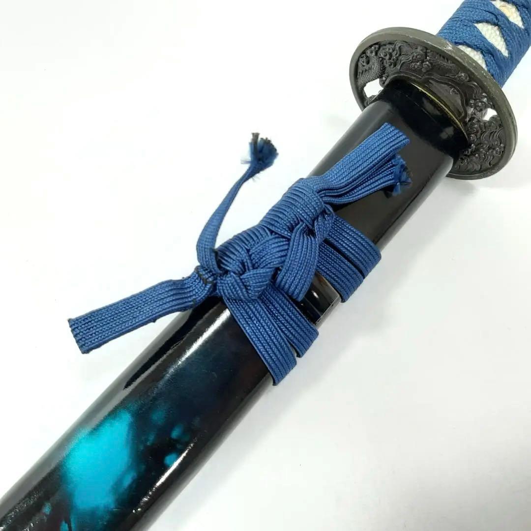 模造刀大刀 青柄 雲龍楕円鍔 青暈し黒呂鞘