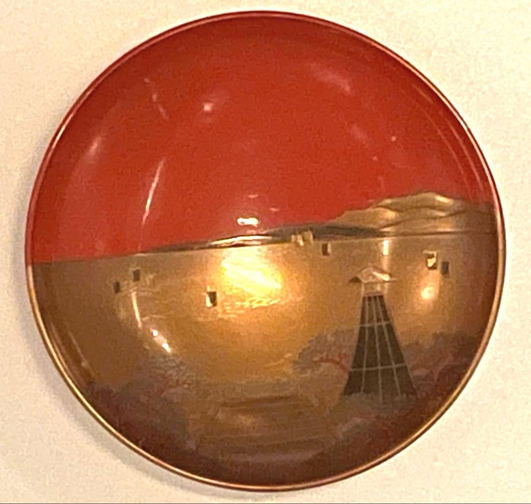 三つ組盃 金銀蒔絵 塗り師 春仁造 箱入り 田子の浦 二見ヶ浦 三保松原 稀少