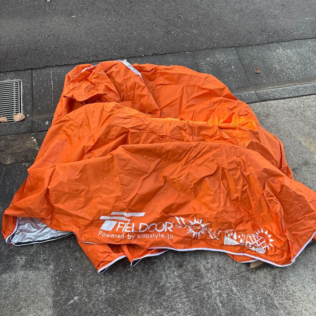 美品 FIELDOOR タープテント オレンジ トップカバー付き♪