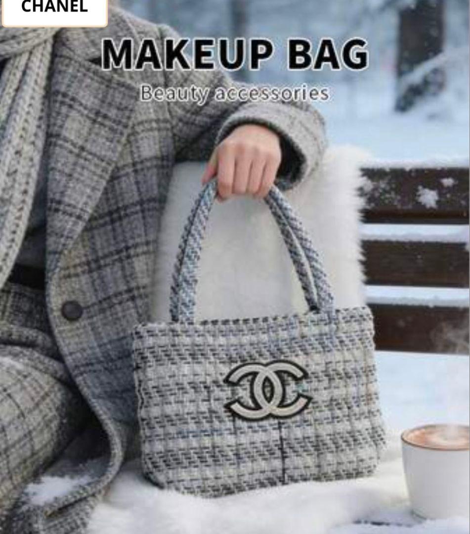 アオイページCHANEL メイクアップバッグ ツイード海外VIP限定品