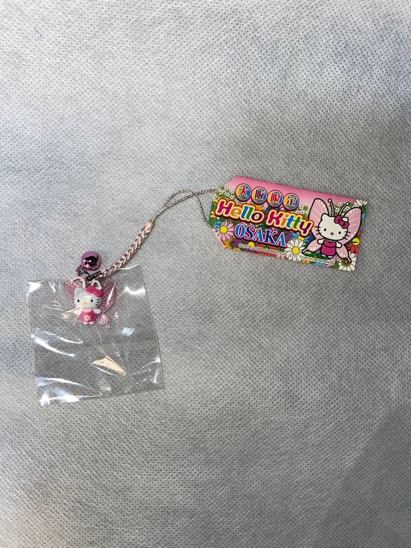 ハローキティ ご当地　根付けストラップ　大阪限定 花博　蝶