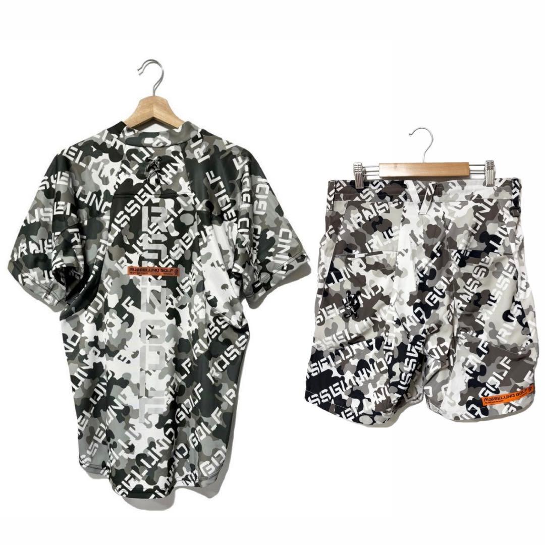 ラッセルノ ゴルフ リフレクター ロゴ SS モックネック セットアップ M