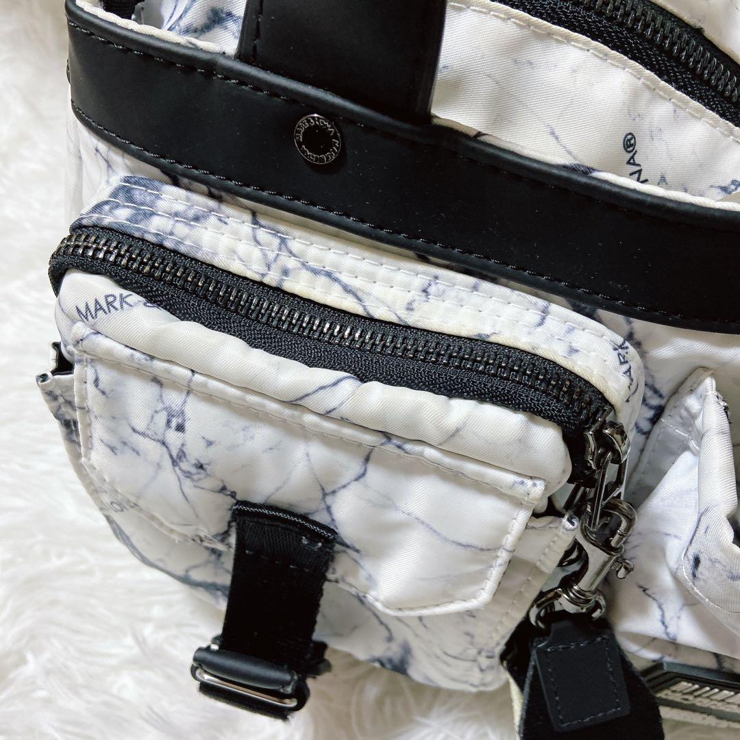 近年モデル⭐️マークアンドロナ　CODE カートバッグ 大理石模様　ゴルフ　白　黒