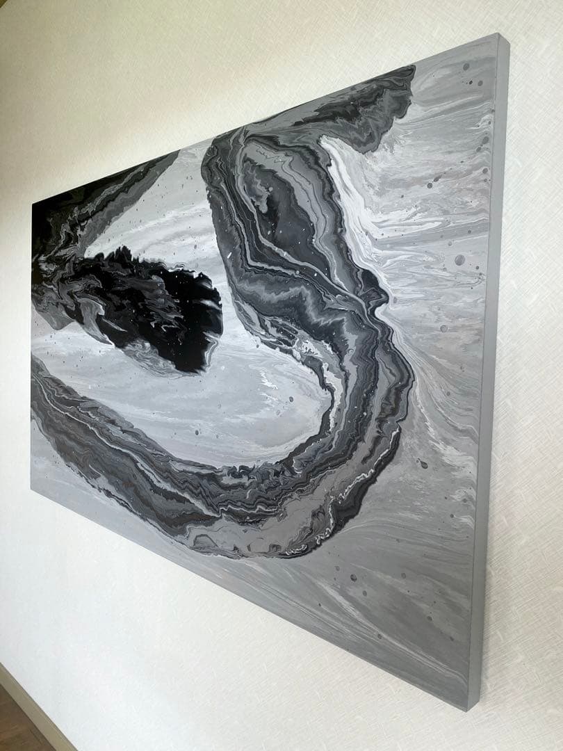 【フロイドアート ポーリングアート 絵】インテリア 美術 アクリル グレー 白黒